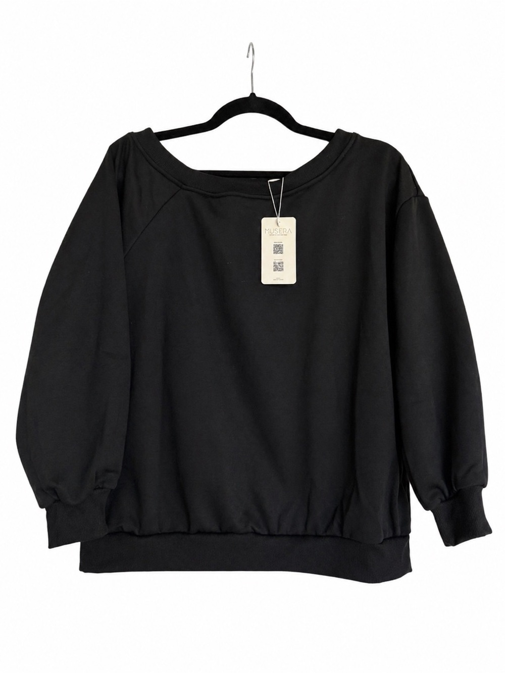 Muse Black Ribbed Crewneck Sweatshirt
